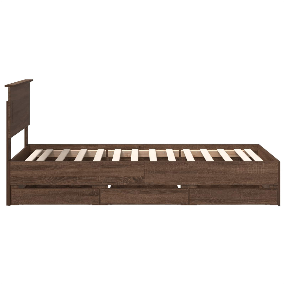 Bed Frame with Drawer Brown Oak 75 x 190 cm Engineer Wood