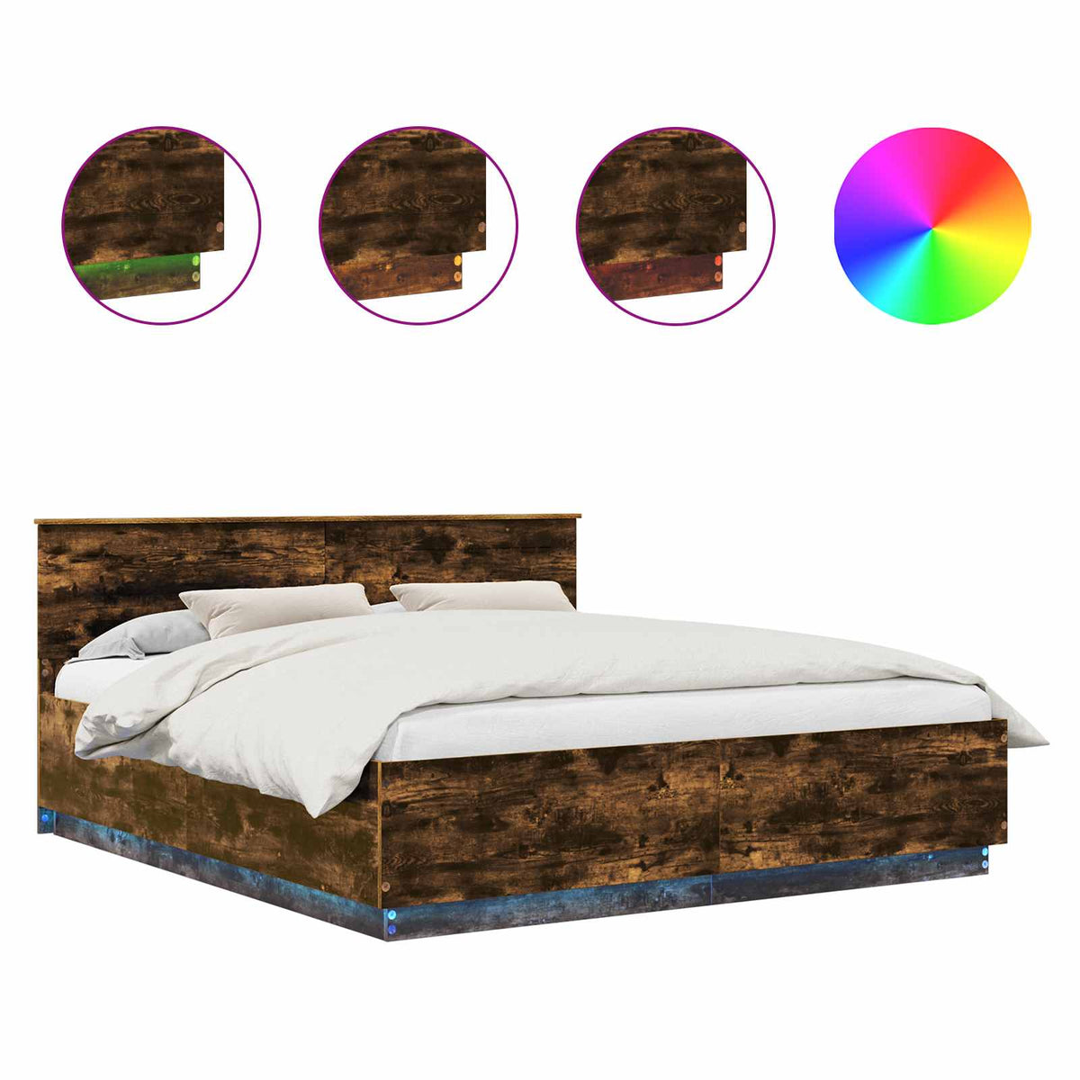 Bed Frame Smoked Oak 200 x 200 cm Engineered Wood