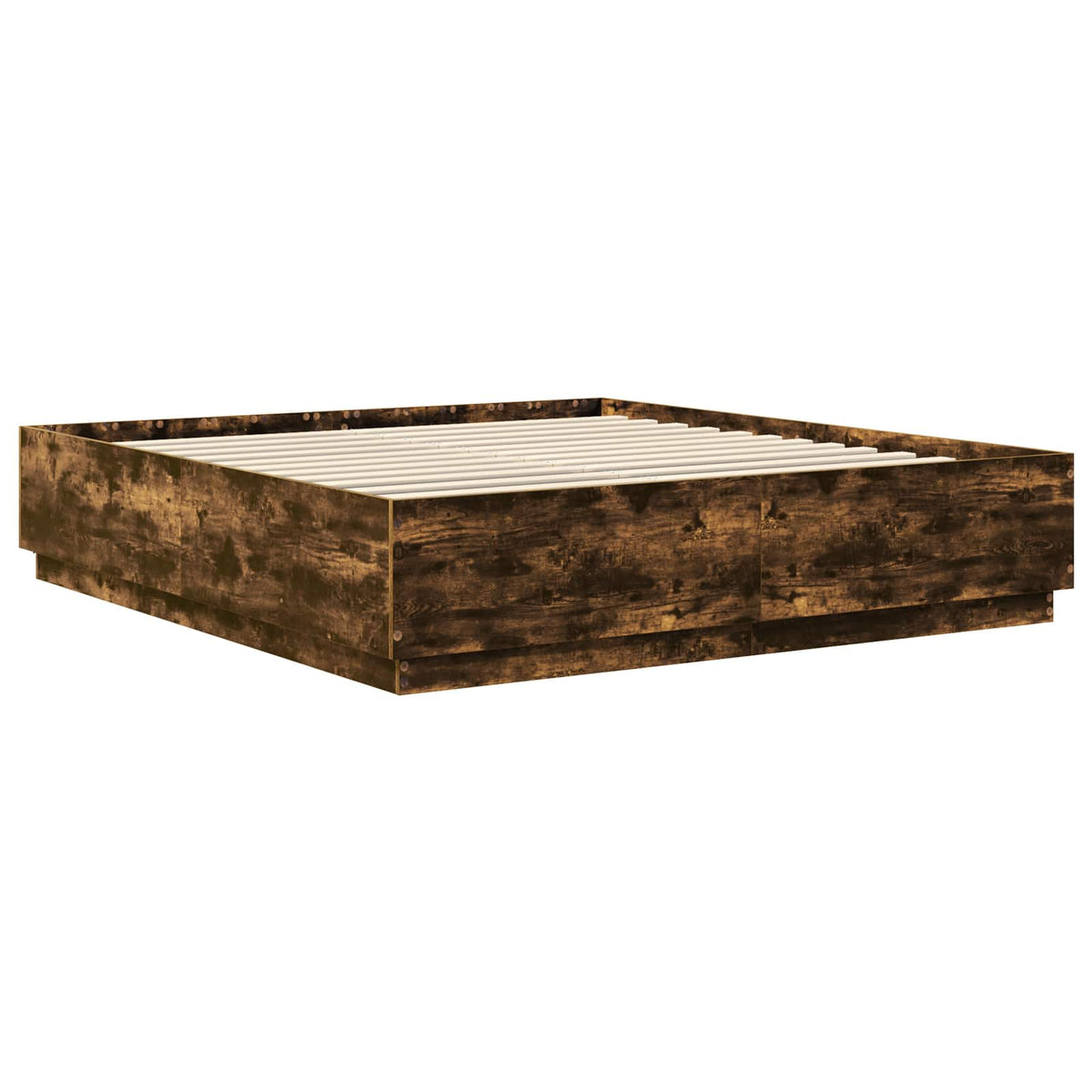 Bed Frame Smoked Oak 200 x 200 cm Engineered Wood