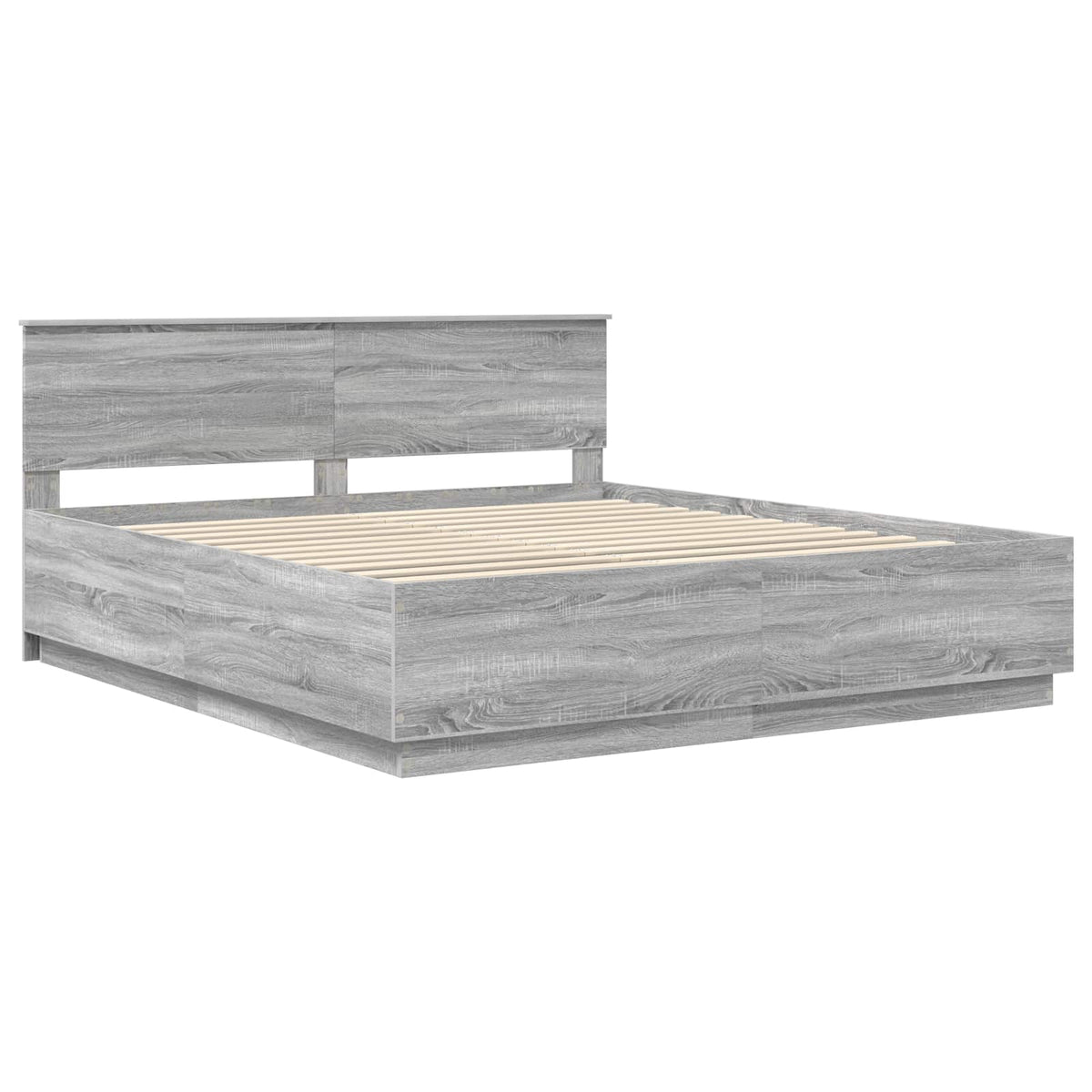 Bed Frame Grey Sonoma 200 x 200 cm Engineered Wood