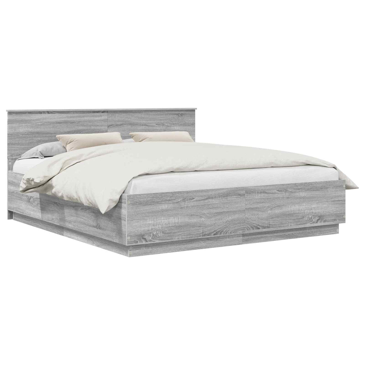 Bed Frame Grey Sonoma 200 x 200 cm Engineered Wood