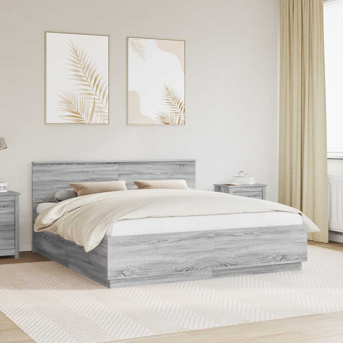 Bed Frame Grey Sonoma 180 x 200 cm Engineered Wood