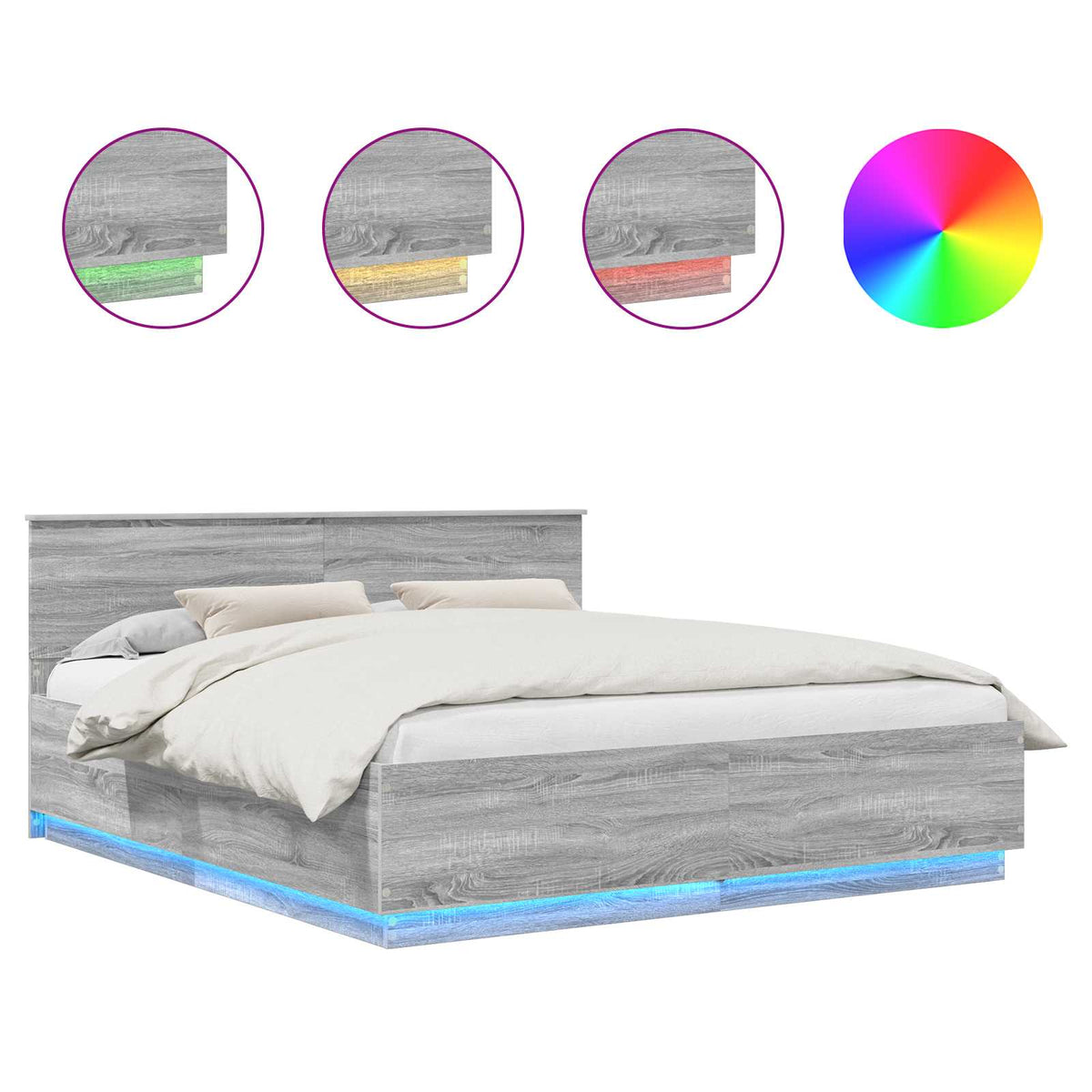 Bed Frame Grey Sonoma 180 x 200 cm Engineered Wood