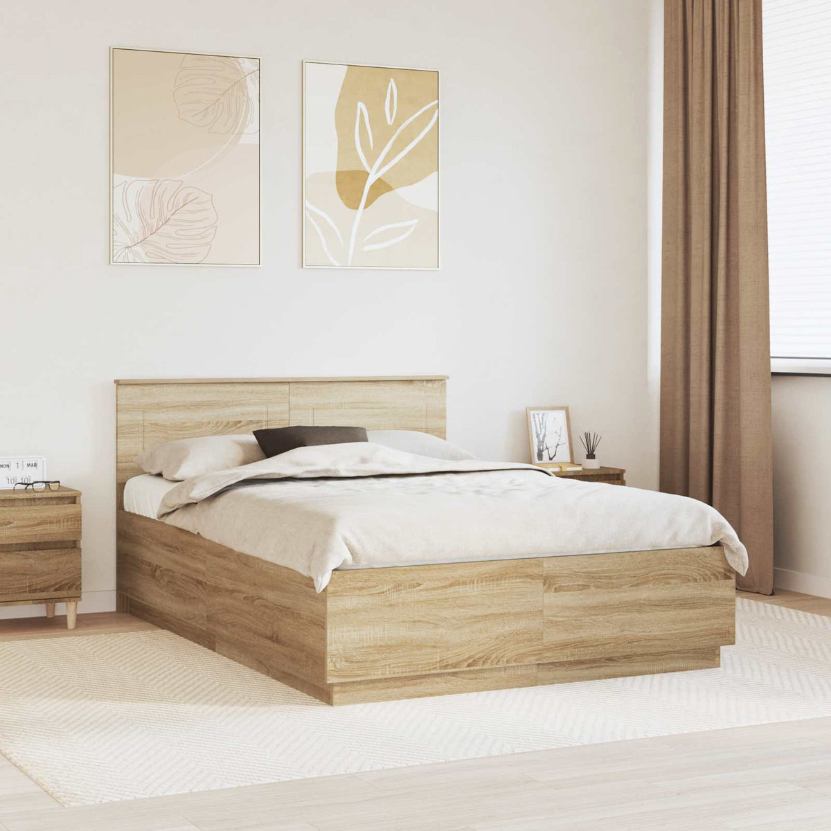Bed Frame Sonoma Oak 160 x 200 cm Engineered Wood