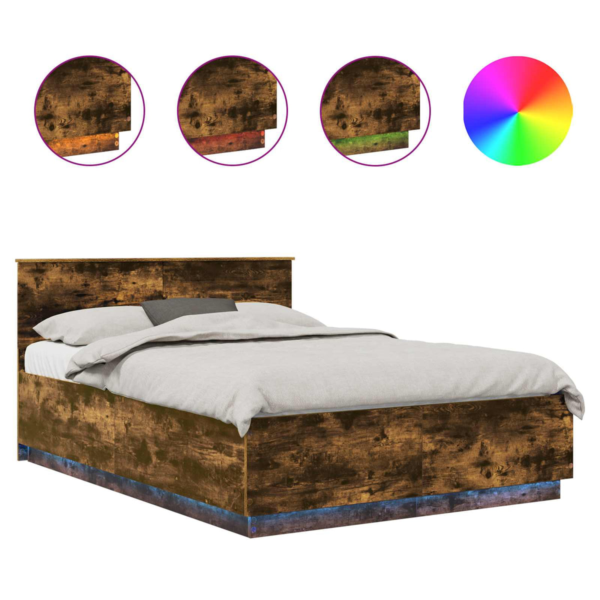 Bed Frame Smoked Oak 160 x 200 cm Engineered Wood