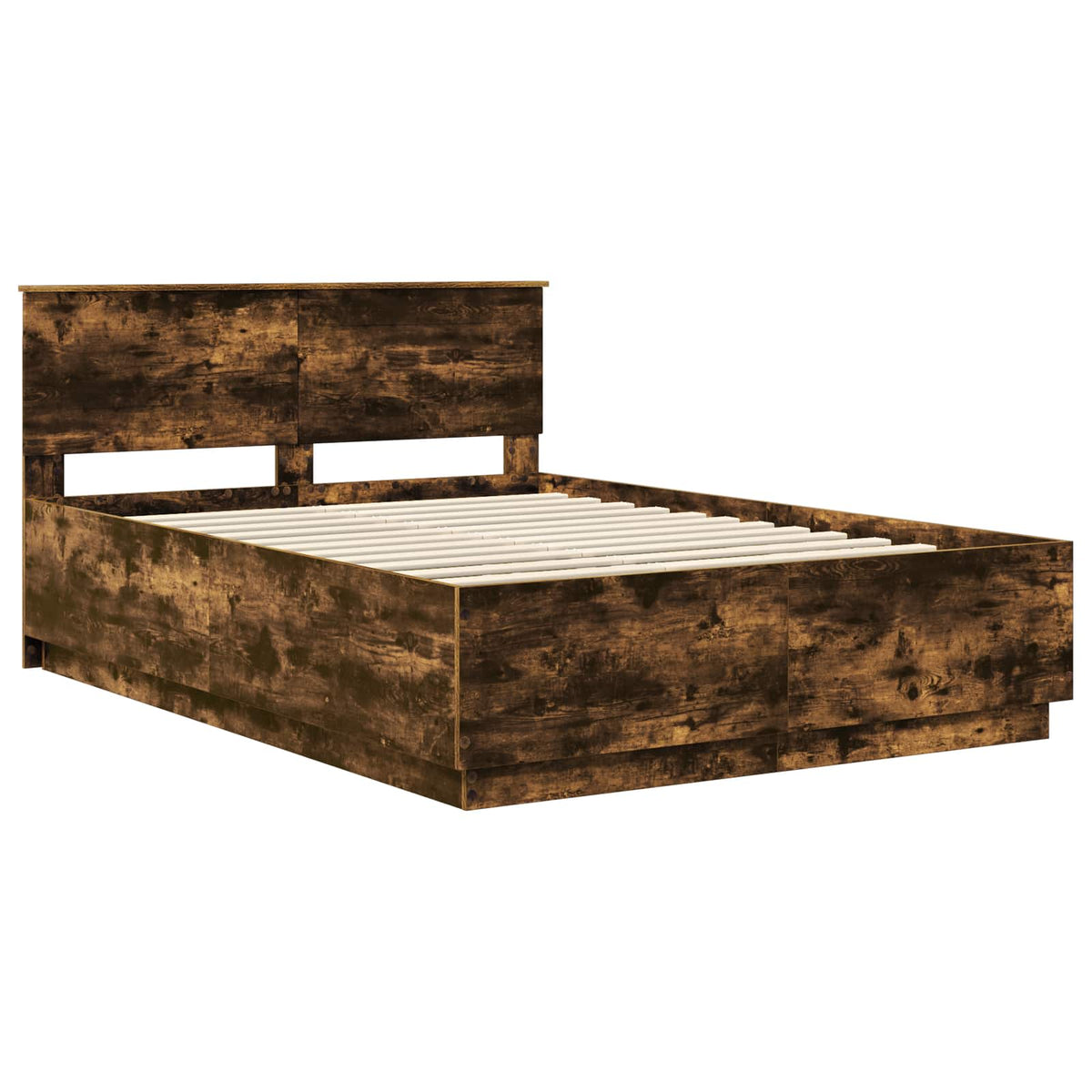 Bed Frame Smoked Oak 160 x 200 cm Engineered Wood