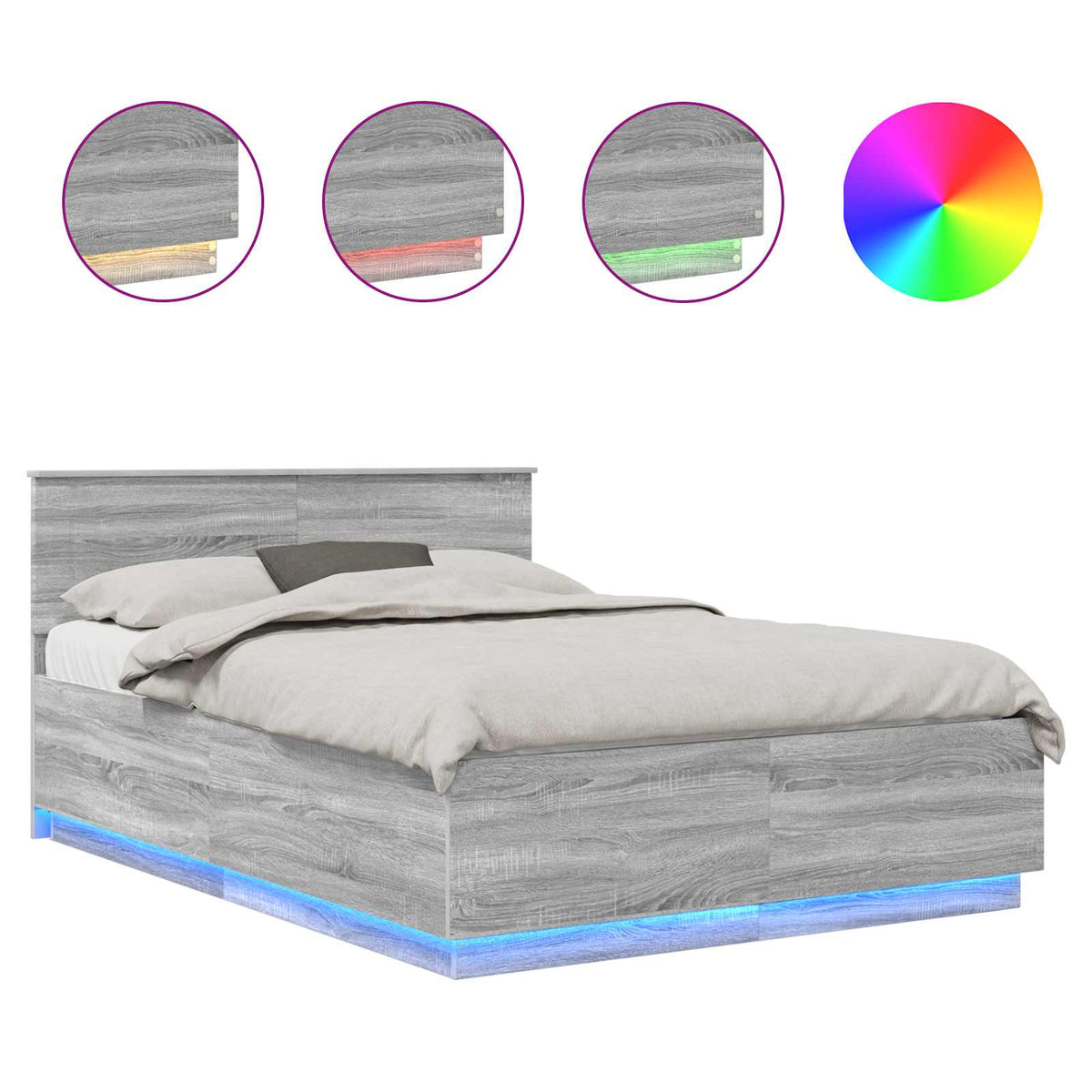 Bed Frame Grey Sonoma 160 x 200 cm Engineered Wood