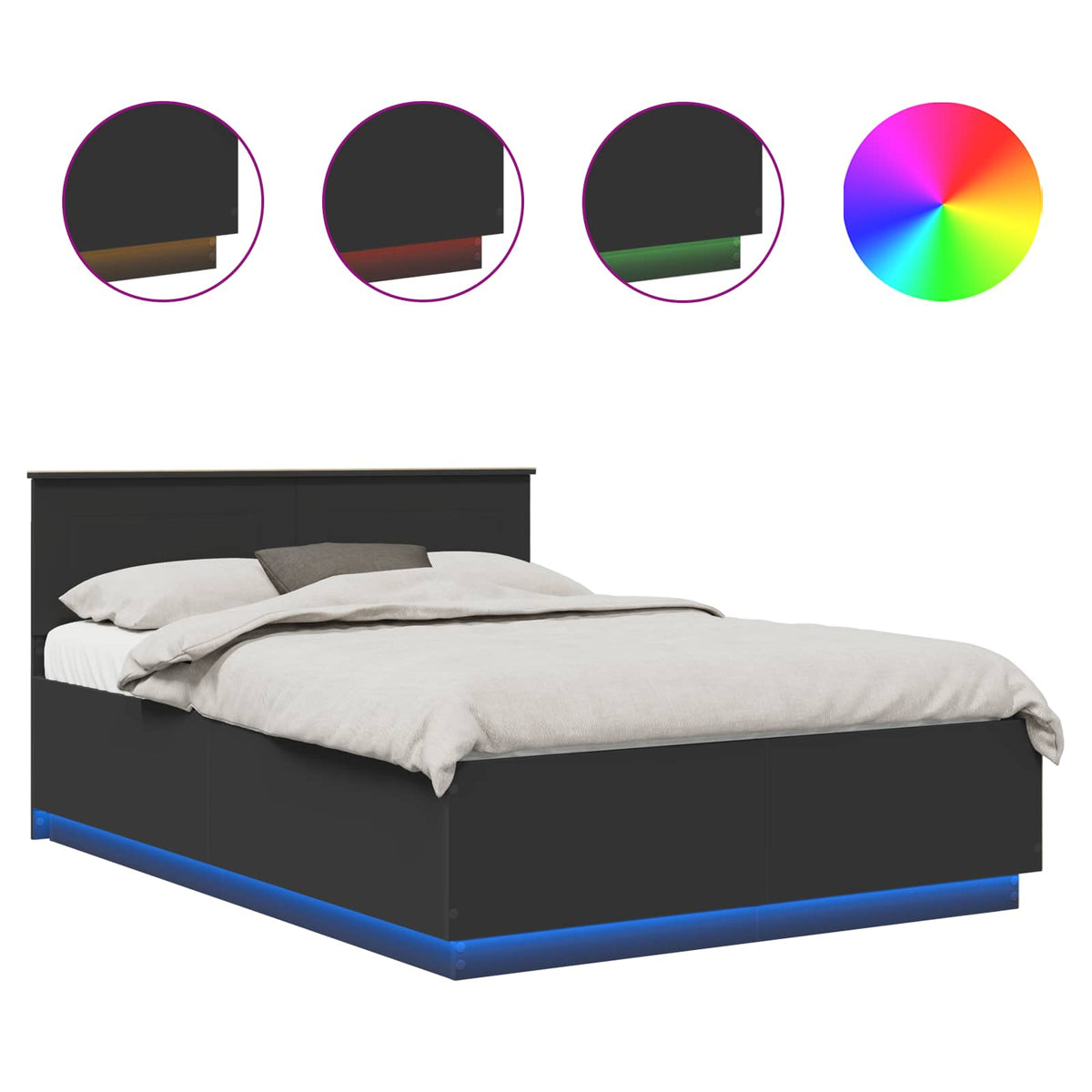 Bed Frame with Headboard Black 150 x 200 cm Engineered Wood