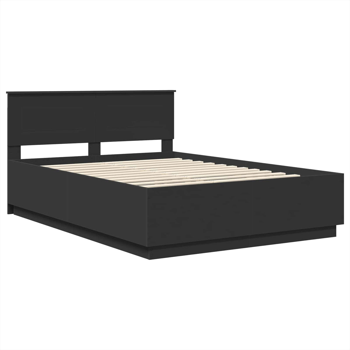 Bed Frame with Headboard Black 150 x 200 cm Engineered Wood
