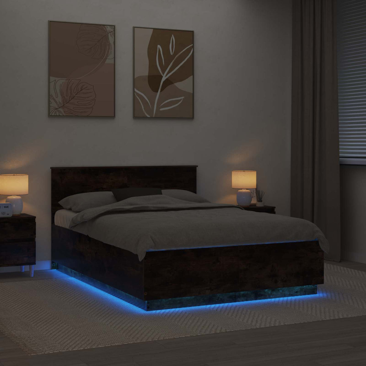 Bed Frame Smoked Oak 150 x 200 cm Engineered Wood