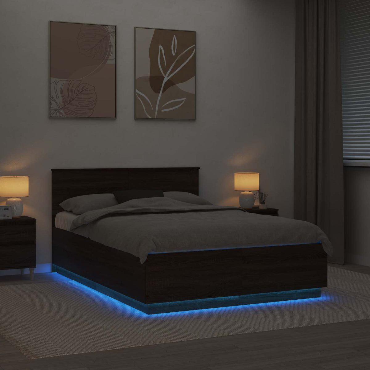 Bed Frame with Headboard Brown Oak 150 x 200 cm Engineered Wood