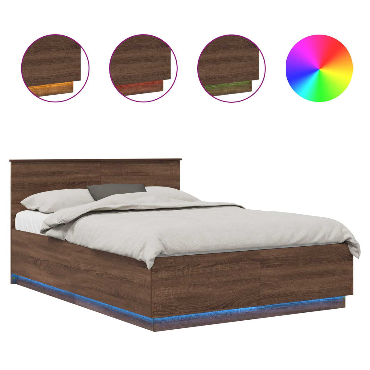 Bed Frame with Headboard Brown Oak 150 x 200 cm Engineered Wood