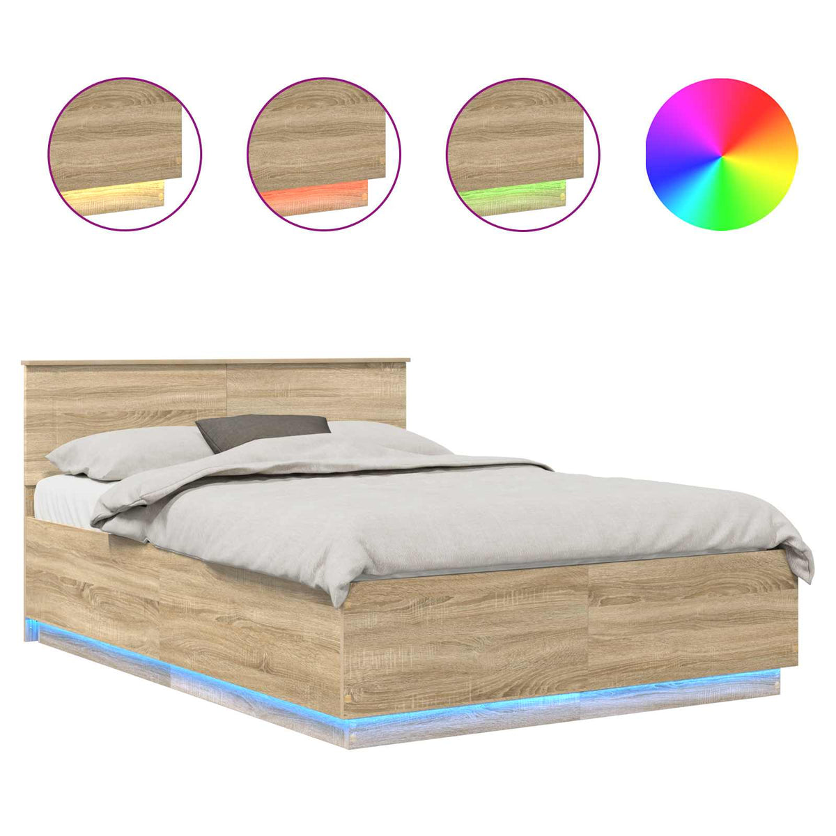 Bed Frame Sonoma Oak 140 x 200 cm Engineered Wood