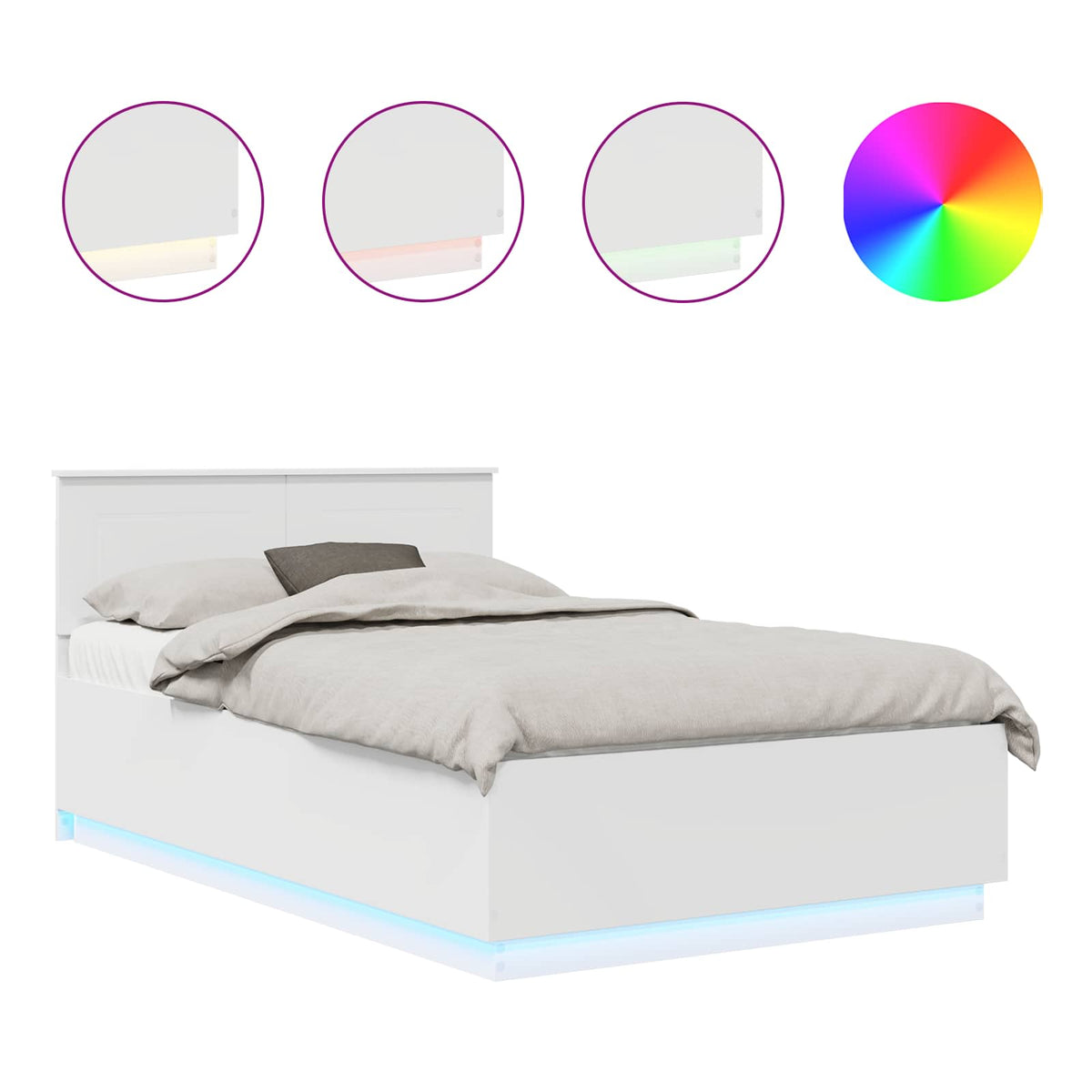 Bed Frame with Headboard White 135 x 190 cm Engineered Wood
