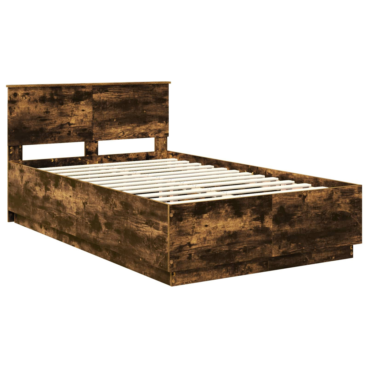 Bed Frame Smoked Oak 135 x 190 cm Engineered Wood