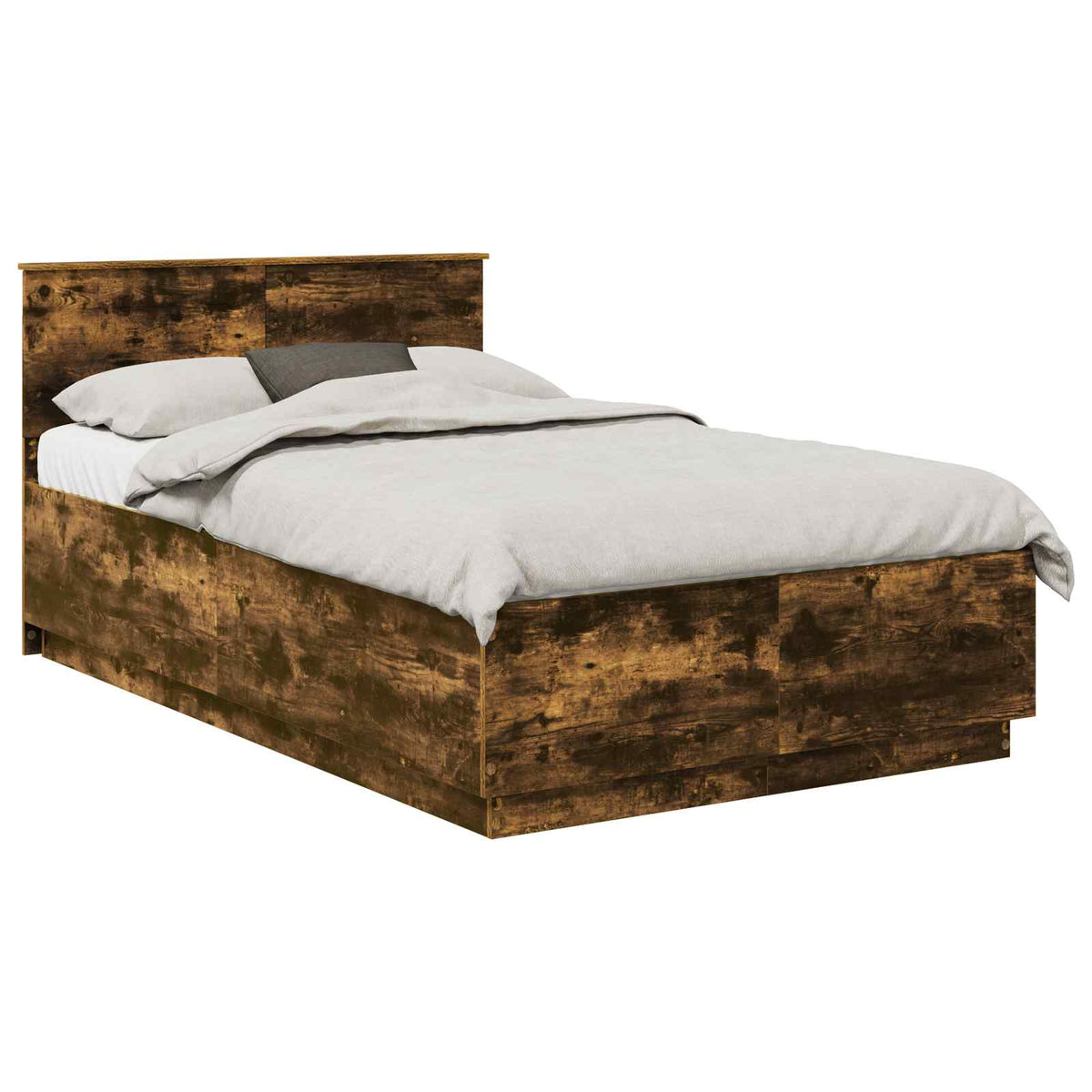 Bed Frame Smoked Oak 135 x 190 cm Engineered Wood