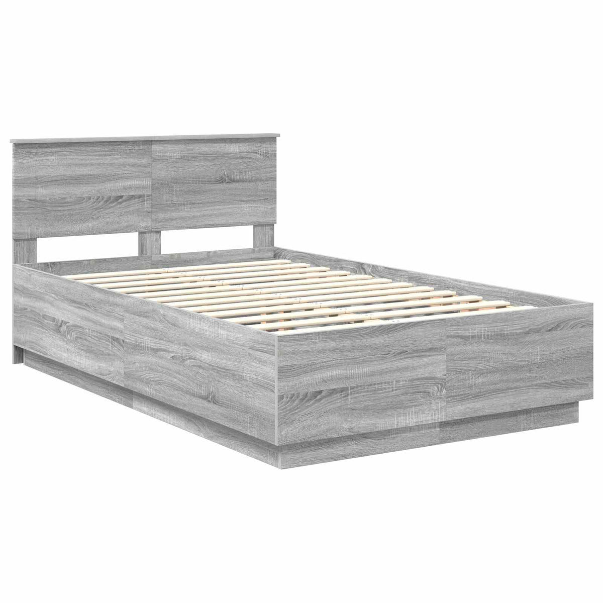 Bed Frame Grey Sonoma 135 x 190 cm Engineered Wood