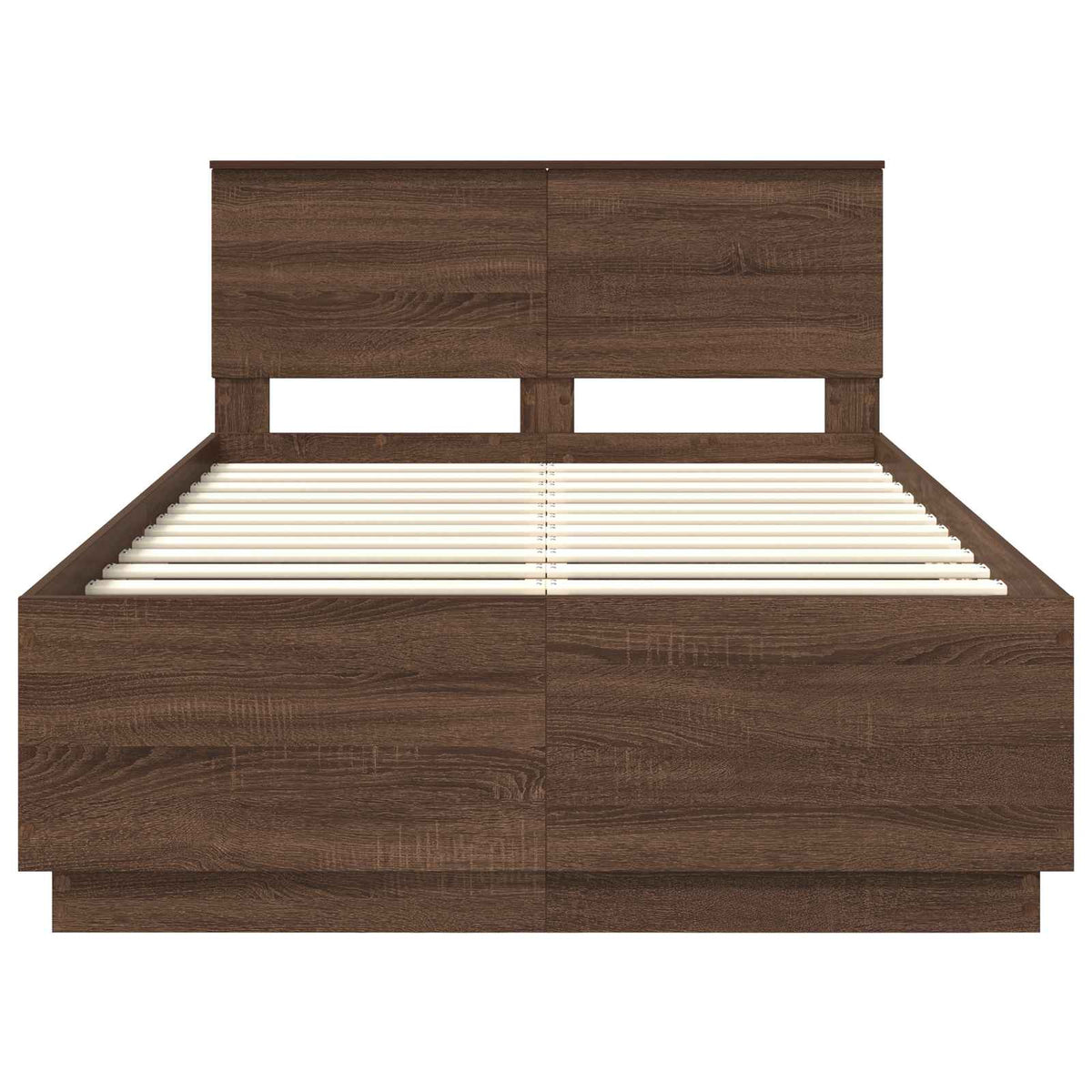 Bed Frame with Headboard Brown Oak 135 x 190 cm Engineered Wood