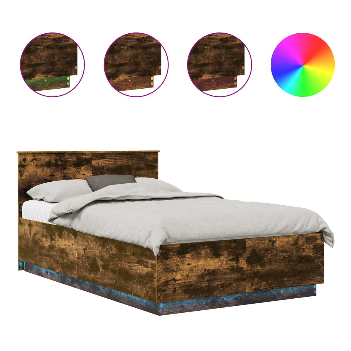 Bed Frame Smoked Oak 120 x 190 cm Engineered Wood