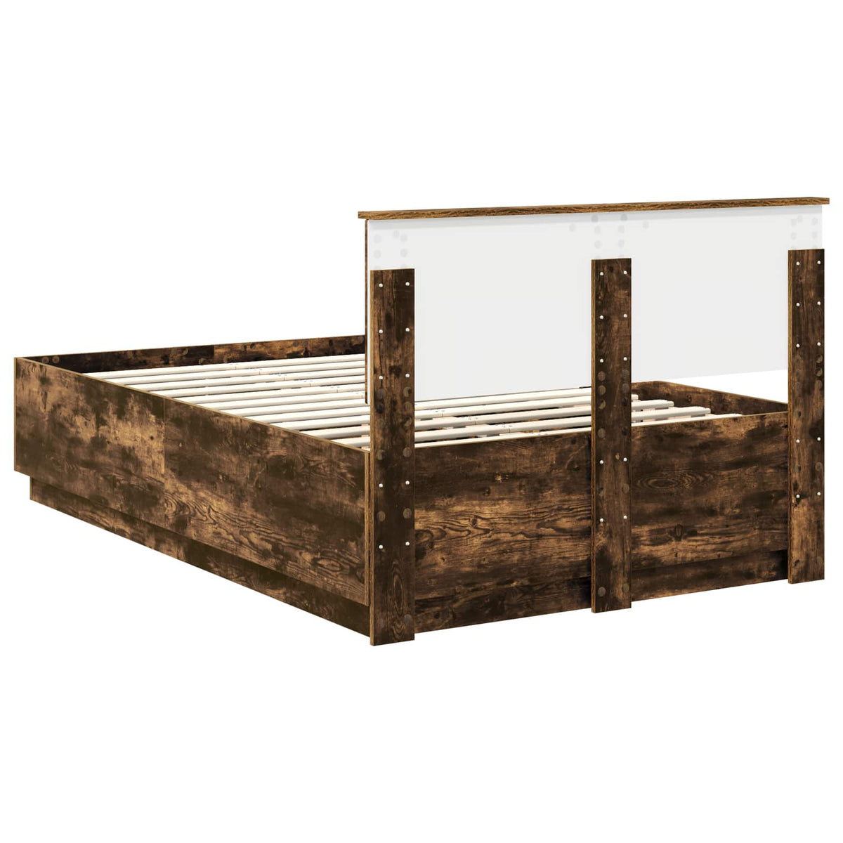 Bed Frame Smoked Oak 120 x 190 cm Engineered Wood