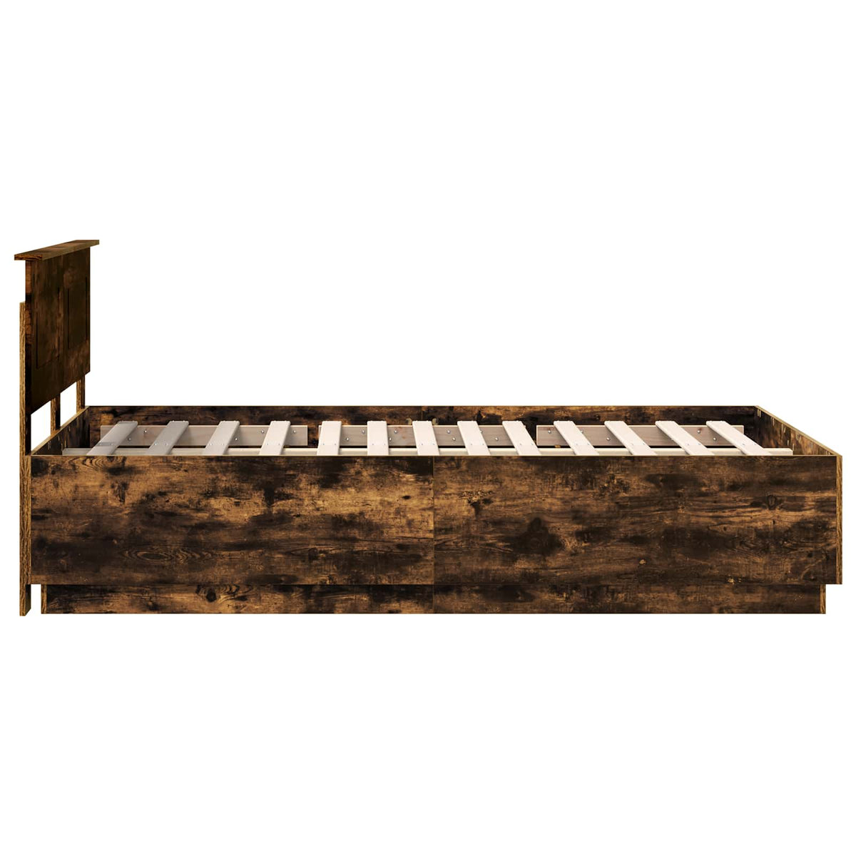Bed Frame Smoked Oak 120 x 190 cm Engineered Wood