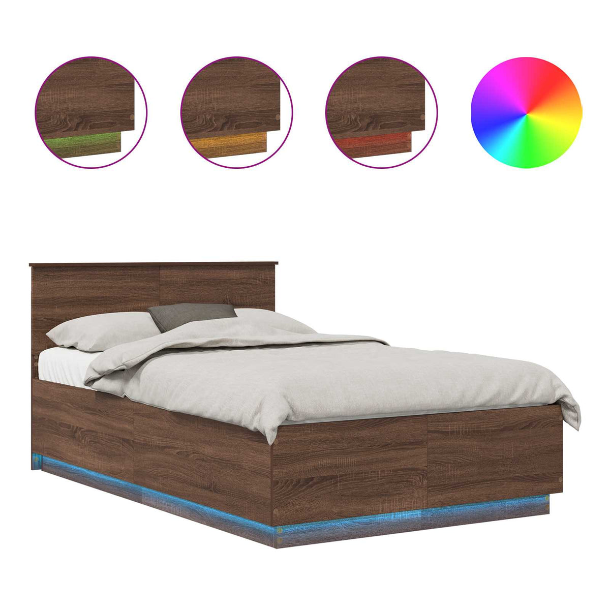 Bed Frame with Headboard Brown Oak 120 x 190 cm Engineered Wood