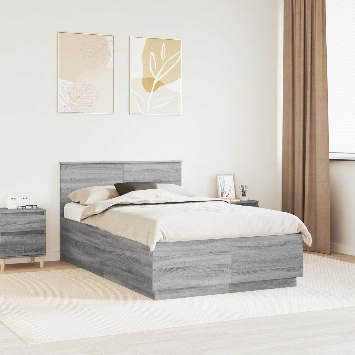 Bed Frame Grey Sonoma 120 x 200 cm Engineered Wood