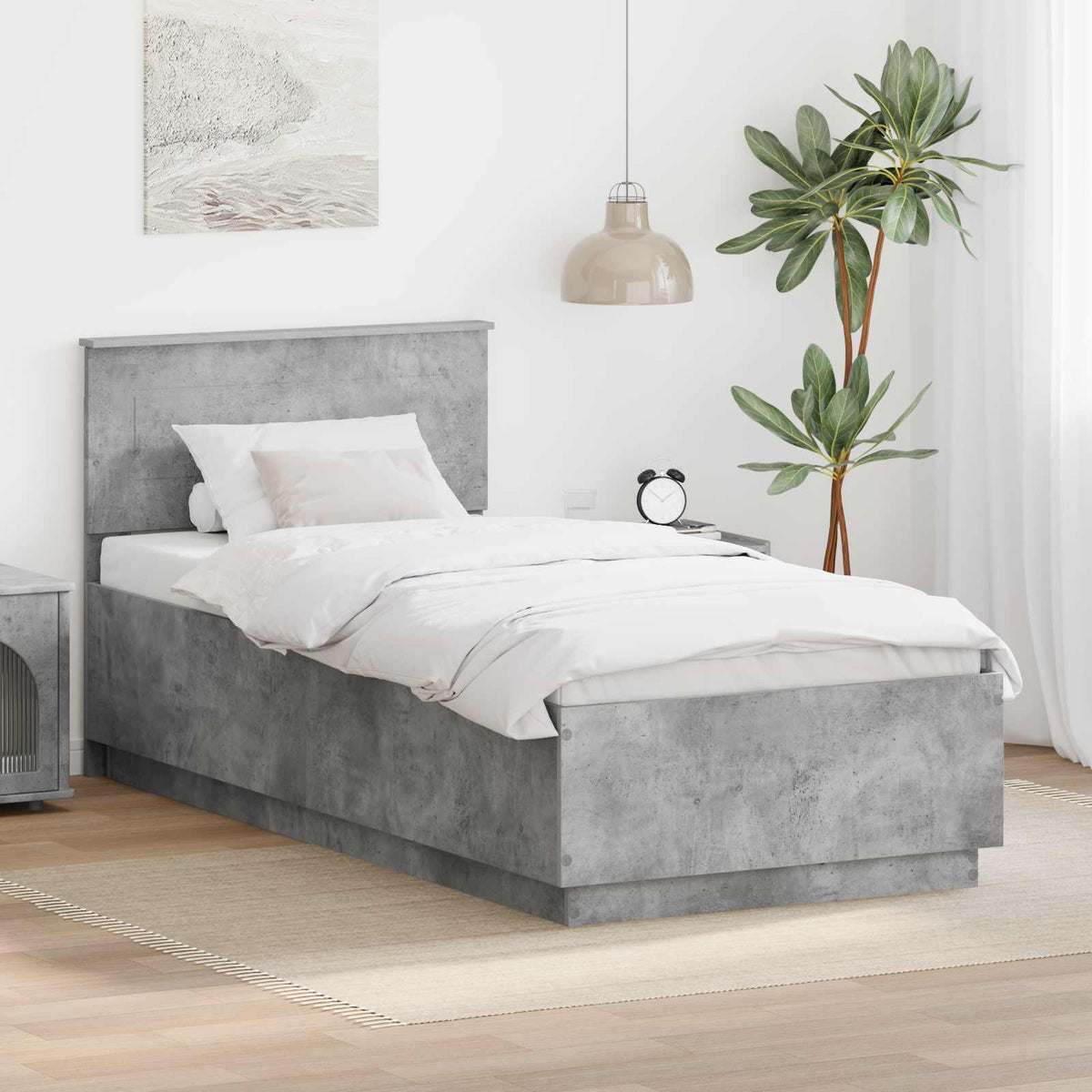 Bed Frame Concrete Grey 100 x 200 cm Engineered Wood