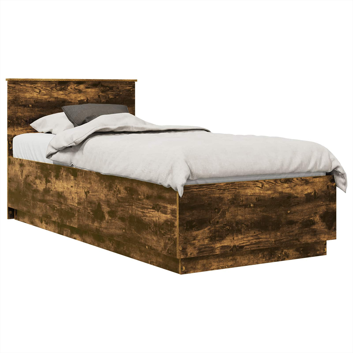 Bed Frame Smoked Oak 100 x 200 cm Engineered Wood