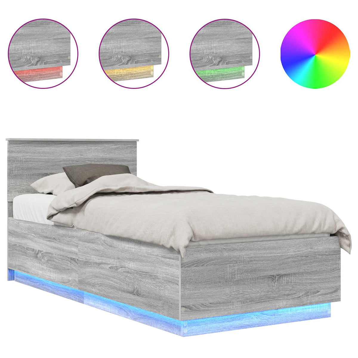 Bed Frame Grey Sonoma 100 x 200 cm Engineered Wood