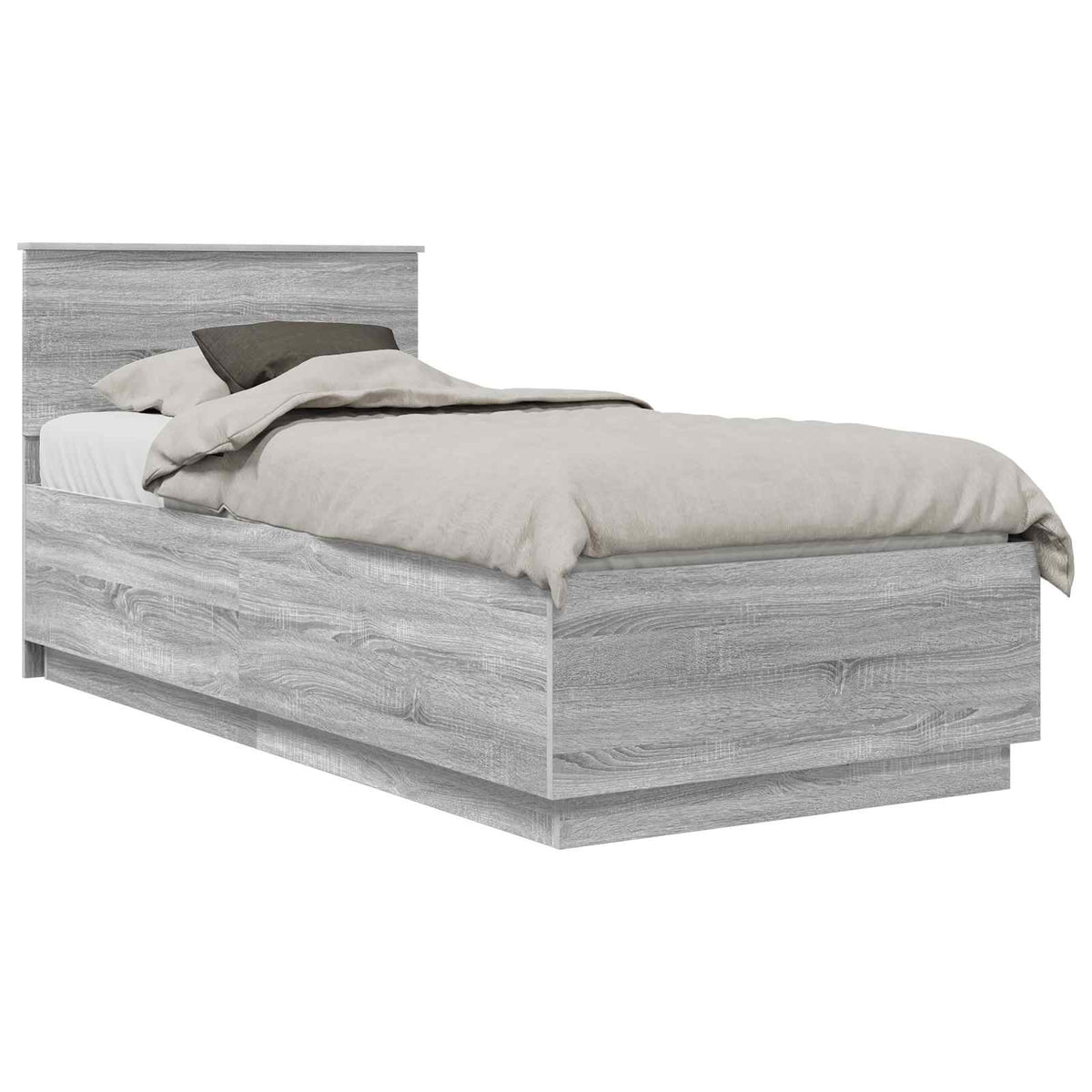 Bed Frame Grey Sonoma 100 x 200 cm Engineered Wood