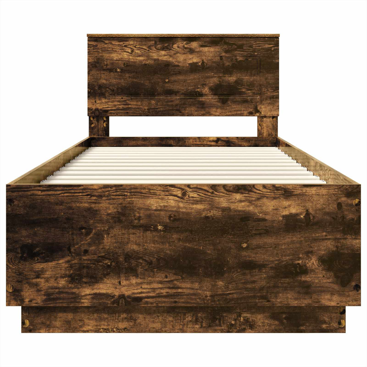 Bed Frame with Headboard Smoked Oak 90 x 200 cm Engineered Wood