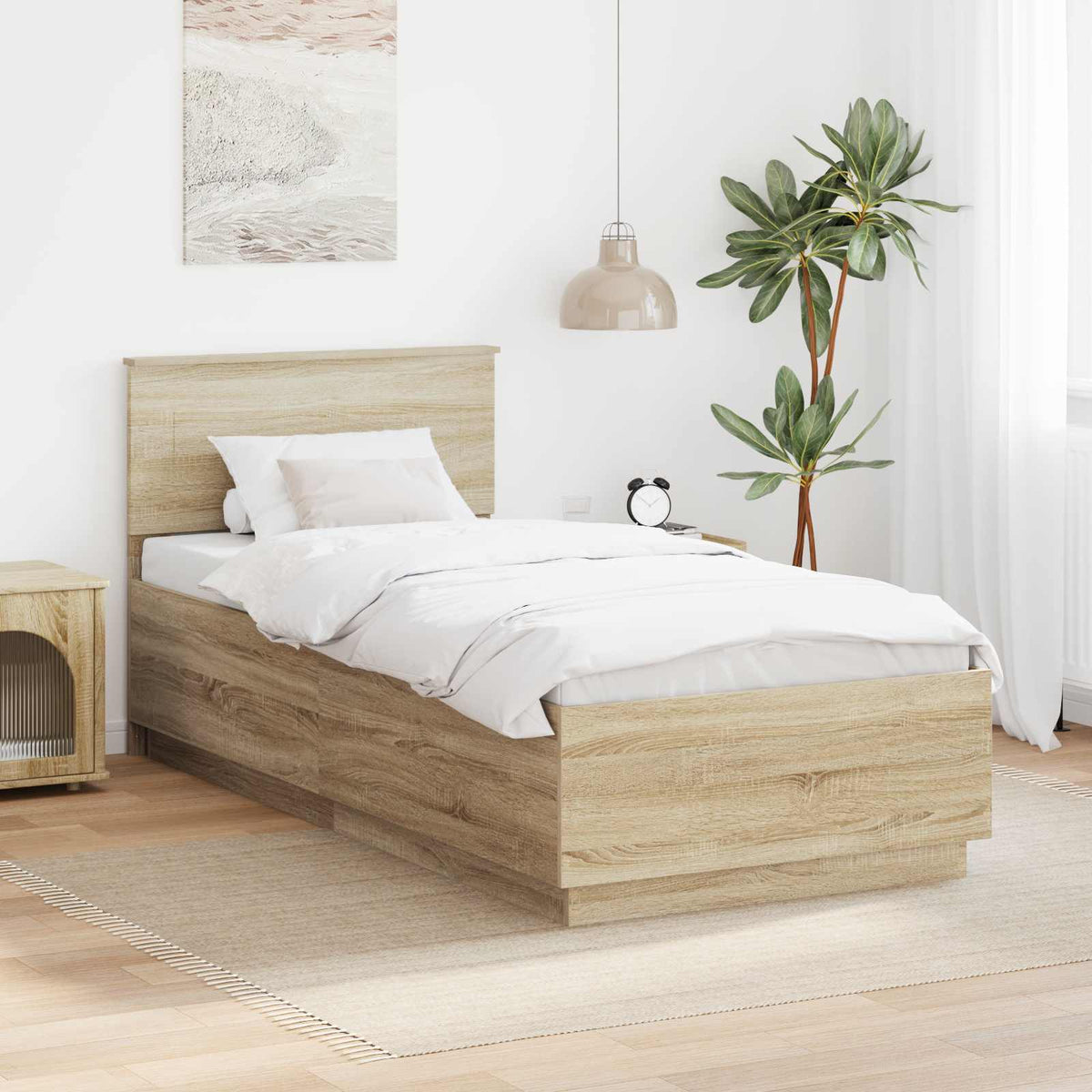 Bed Frame with Headboard Sonoma Oak 70 x 190 cm Engineered Wood