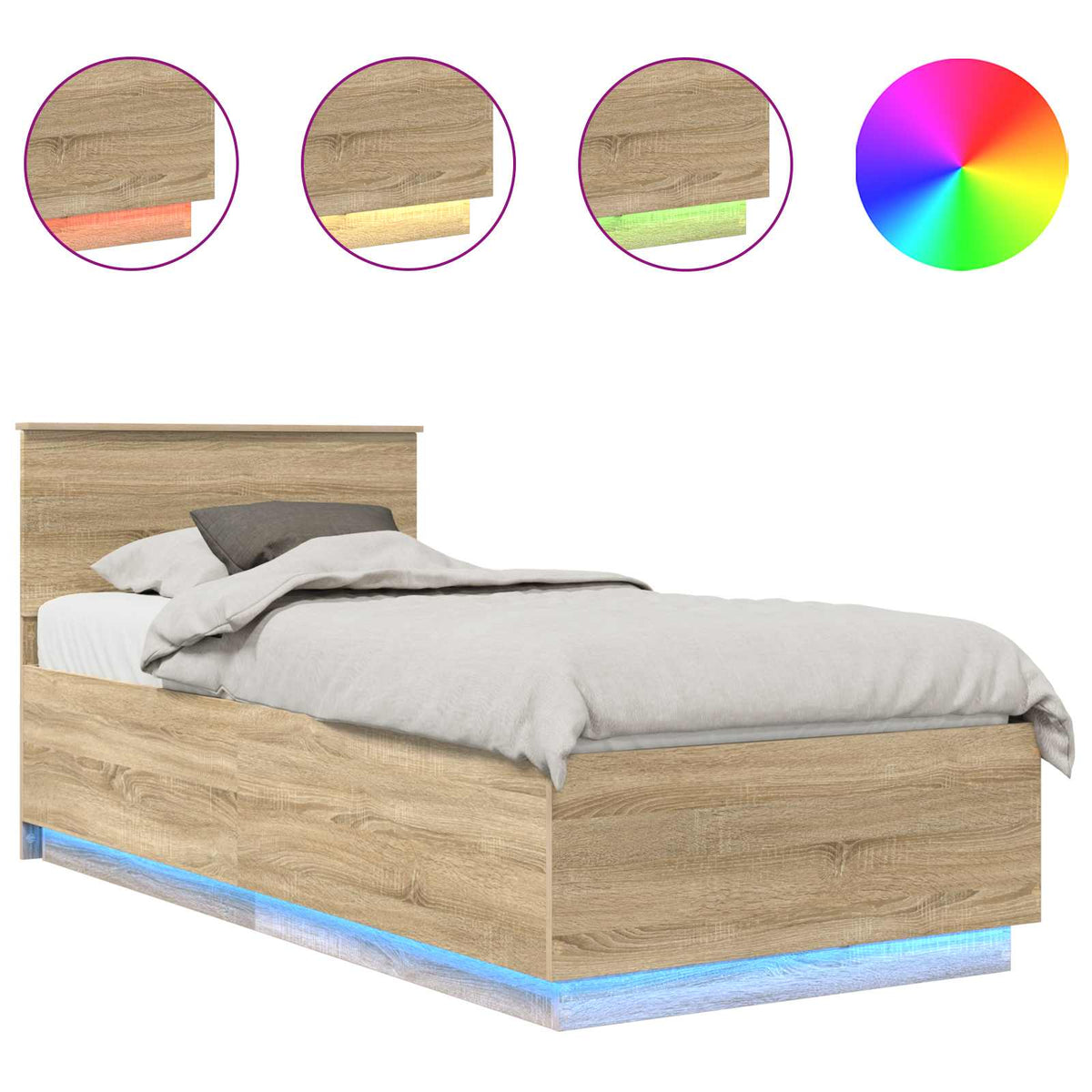 Bed Frame with Headboard Sonoma Oak 70 x 190 cm Engineered Wood