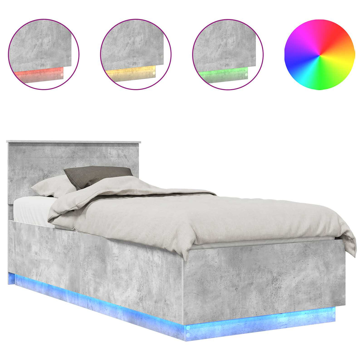Bed Frame Concrete Grey 70 x 190 cm Engineered Wood