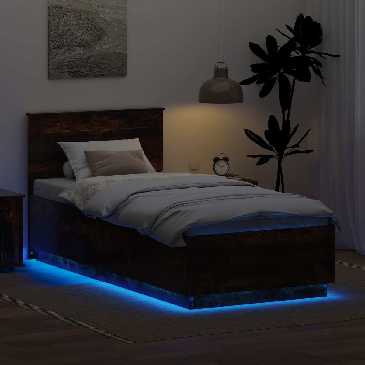 Bed Frame with Headboard Smoked Oak 70 x 190 cm Engineered Wood