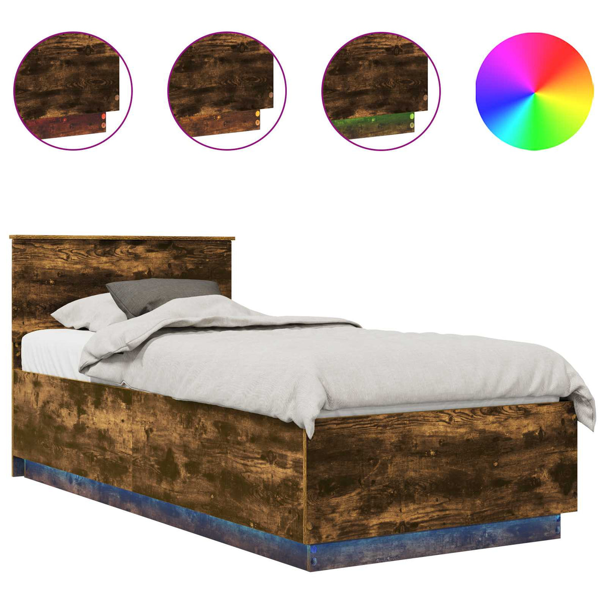 Bed Frame with Headboard Smoked Oak 70 x 190 cm Engineered Wood
