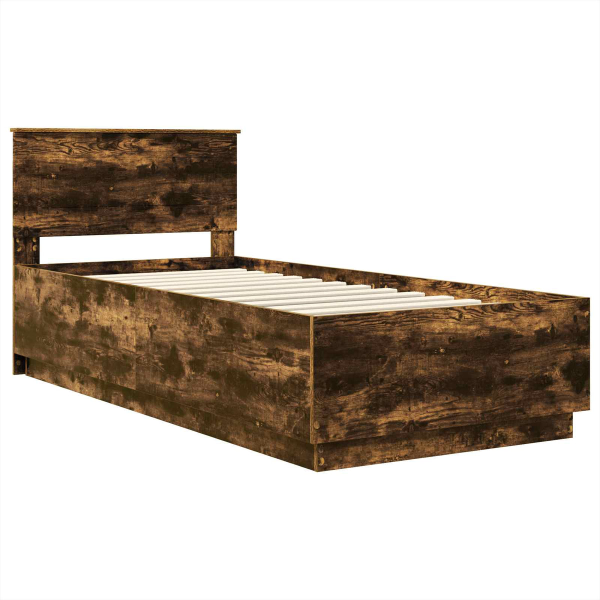 Bed Frame with Headboard Smoked Oak 70 x 190 cm Engineered Wood