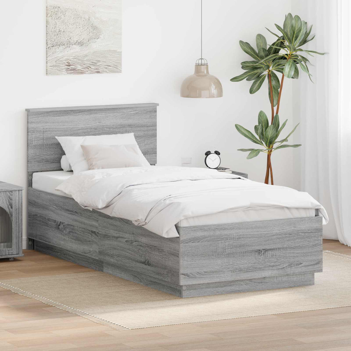 Bed Frame Grey Sonoma 70 x 190 cm Engineered Wood