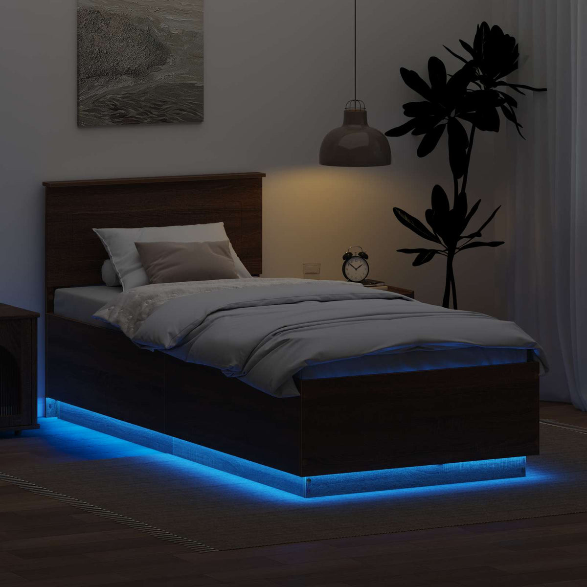 Bed Frame with Headboard Brown Oak 70 x 190 cm Engineered Wood