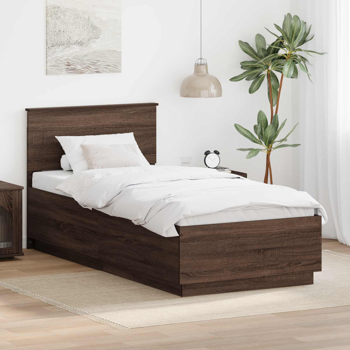 Bed Frame with Headboard Brown Oak 70 x 190 cm Engineered Wood