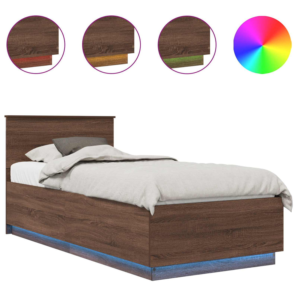 Bed Frame with Headboard Brown Oak 70 x 190 cm Engineered Wood
