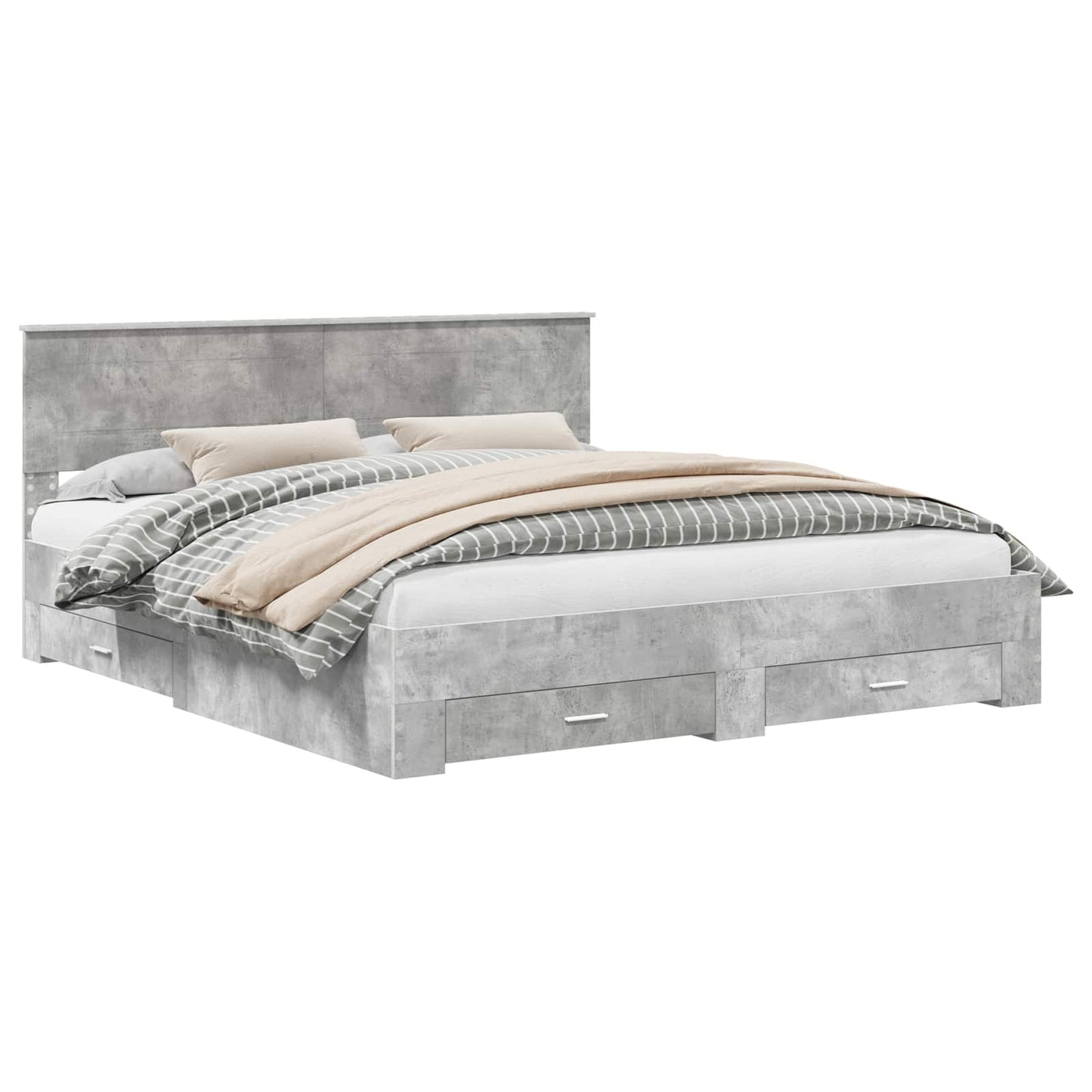 Bed Frame Concrete Grey 200 x 200 cm Engineered Wood