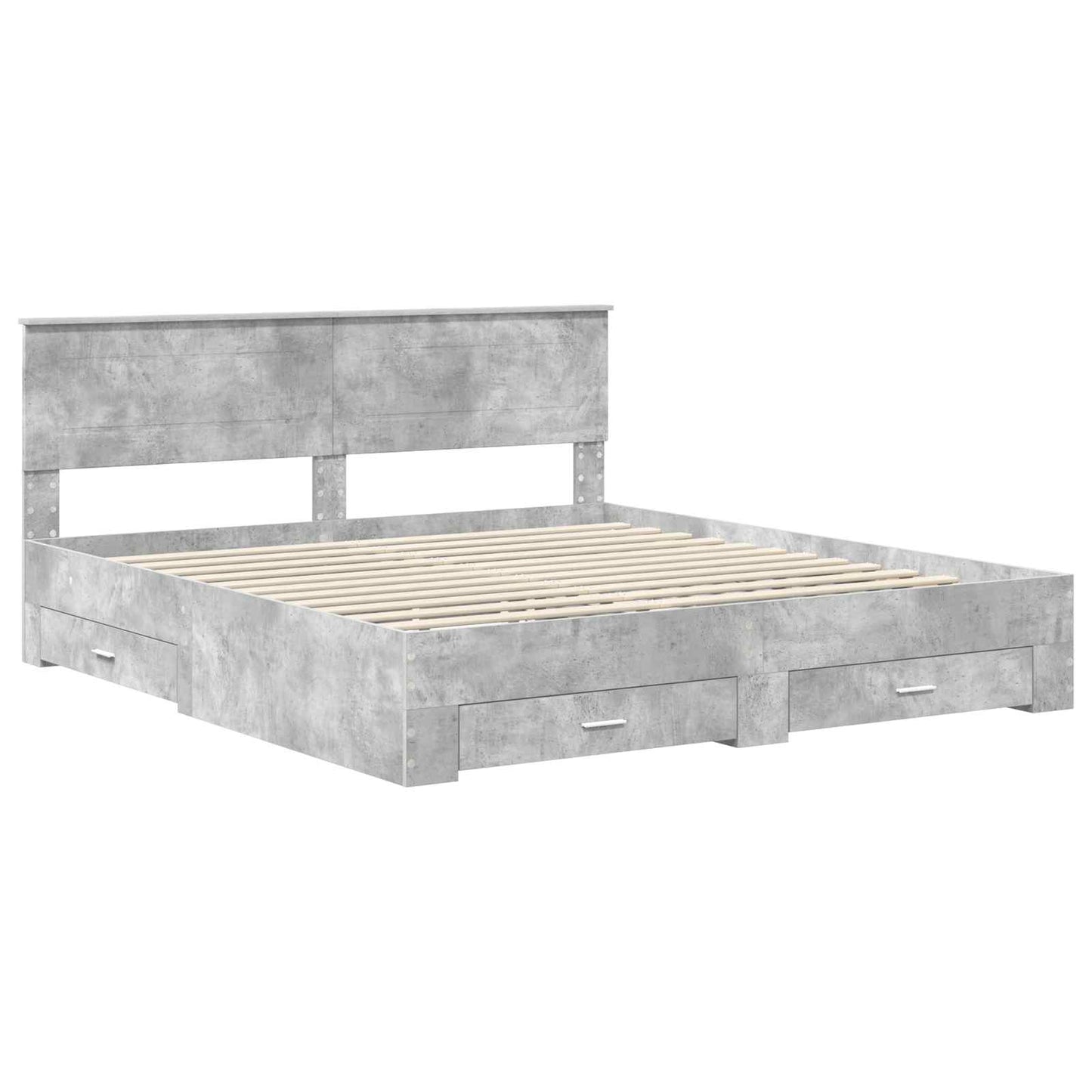 Bed Frame Concrete Grey 200 x 200 cm Engineered Wood