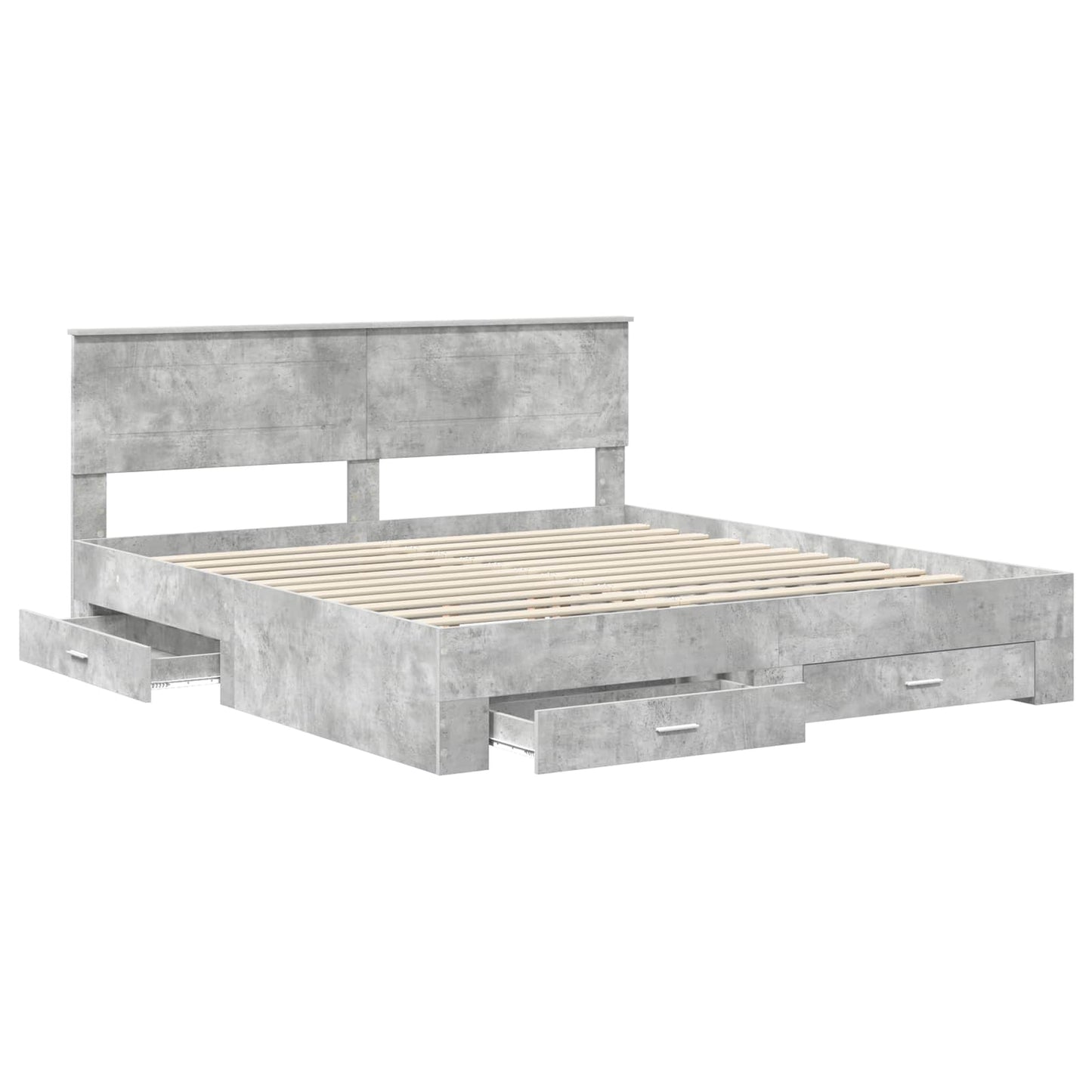 Bed Frame Concrete Grey 200 x 200 cm Engineered Wood