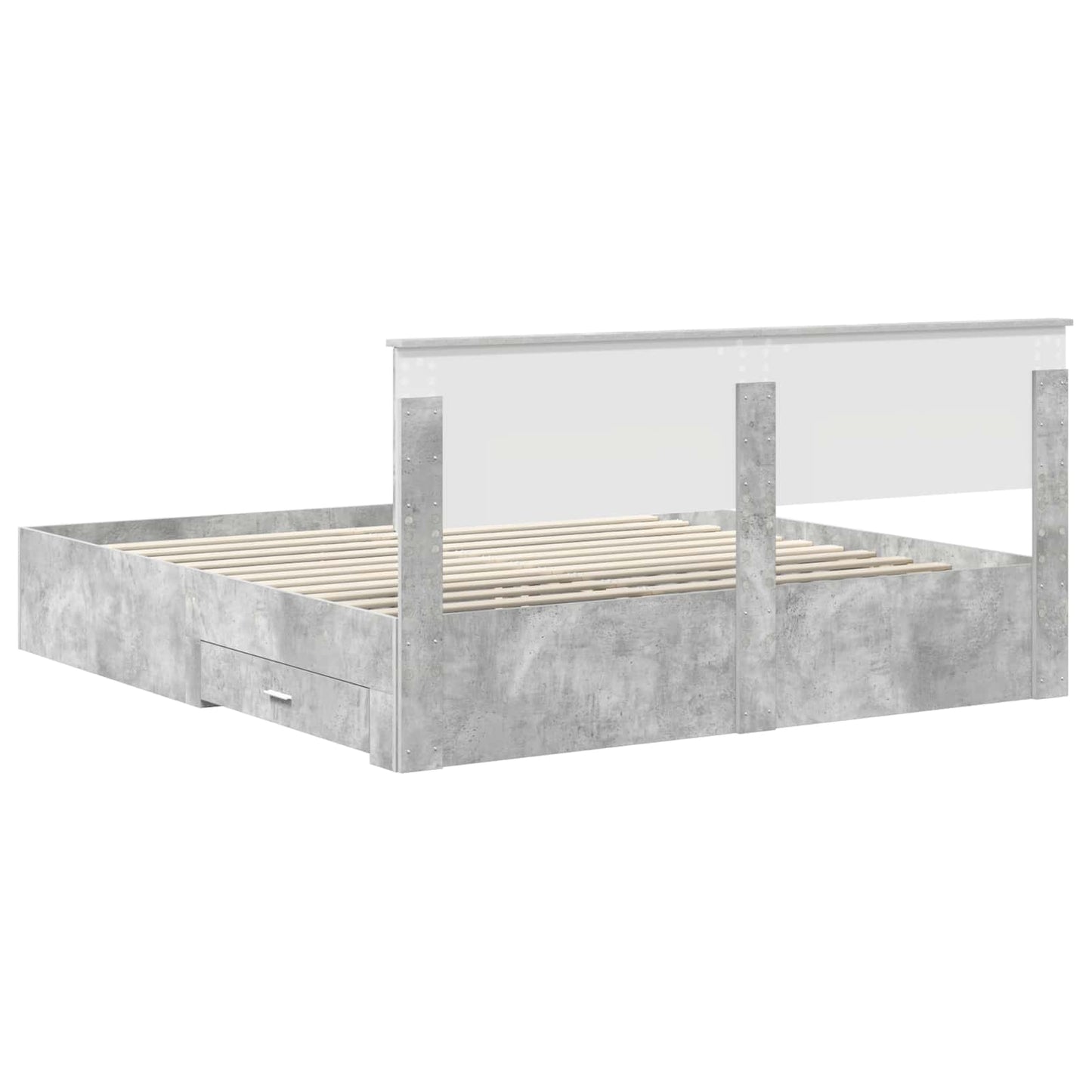 Bed Frame Concrete Grey 200 x 200 cm Engineered Wood