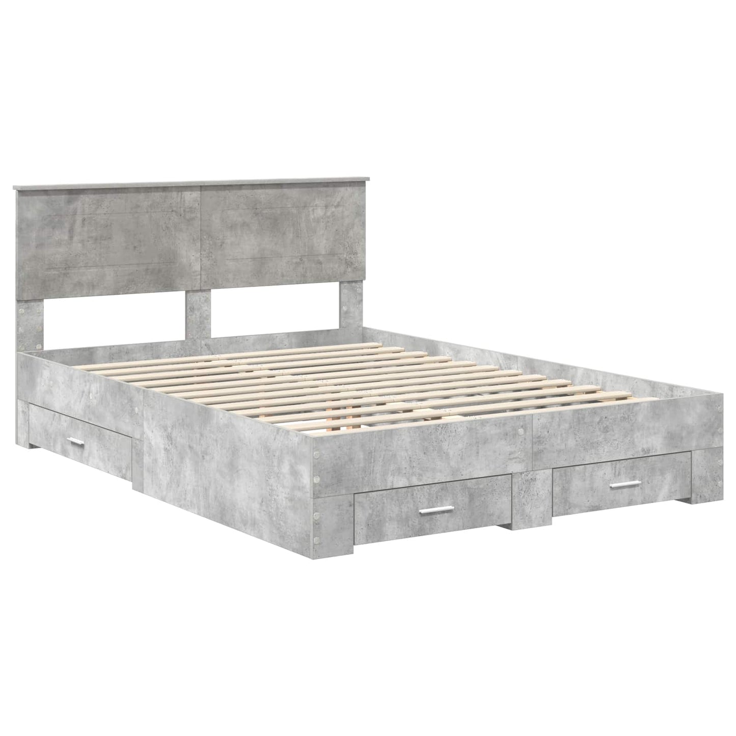 Bed Frame Concrete Grey 150 x 200 cm Engineered Wood