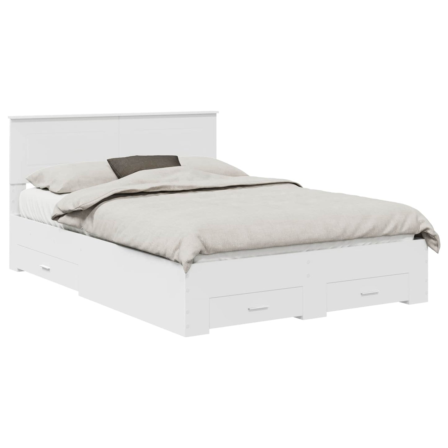 Bed Frame with Headboard White 140 x 190 cm Engineered Wood