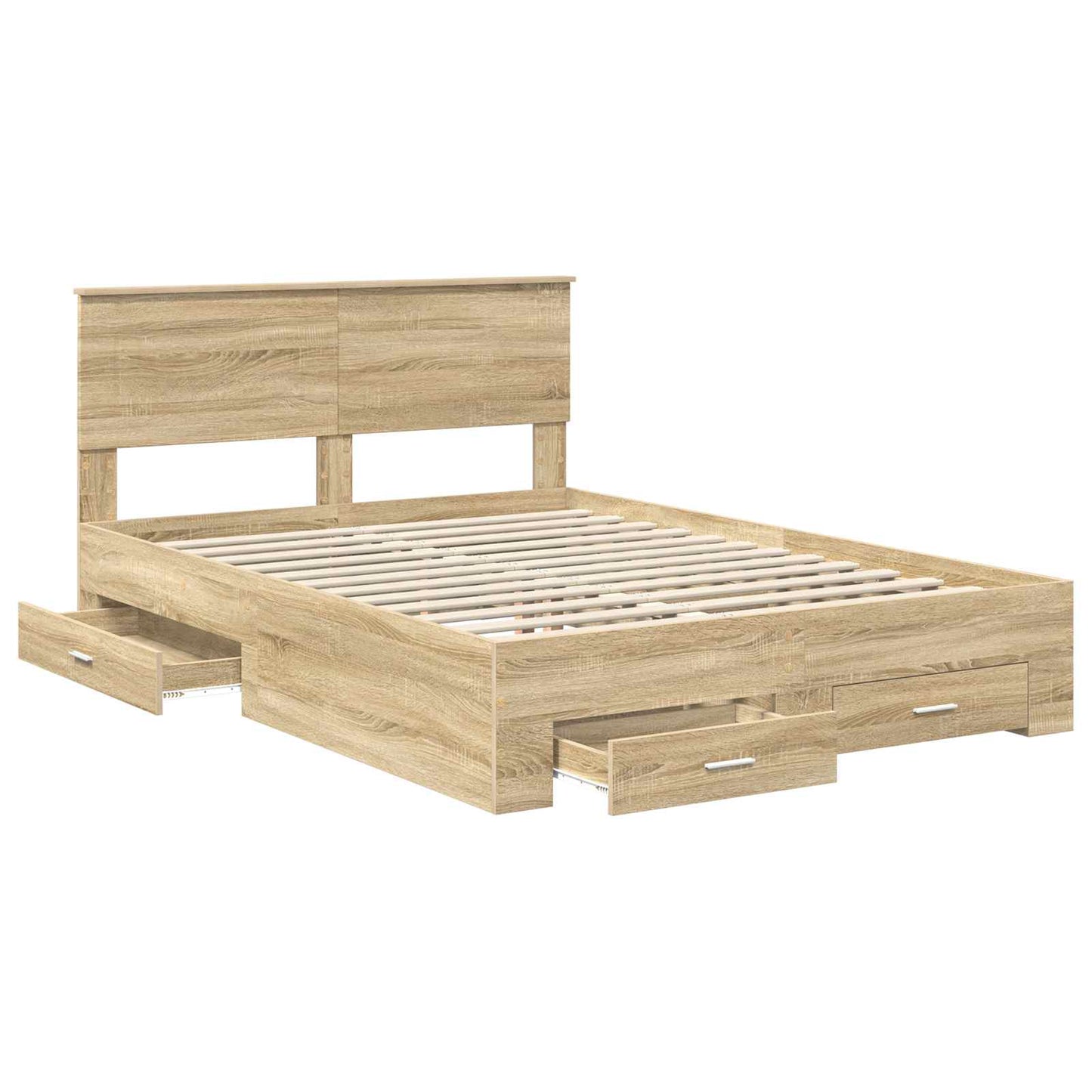 Bed Frame with Drawer Sonoma Oak 140 x 190 cm Engineered Wood