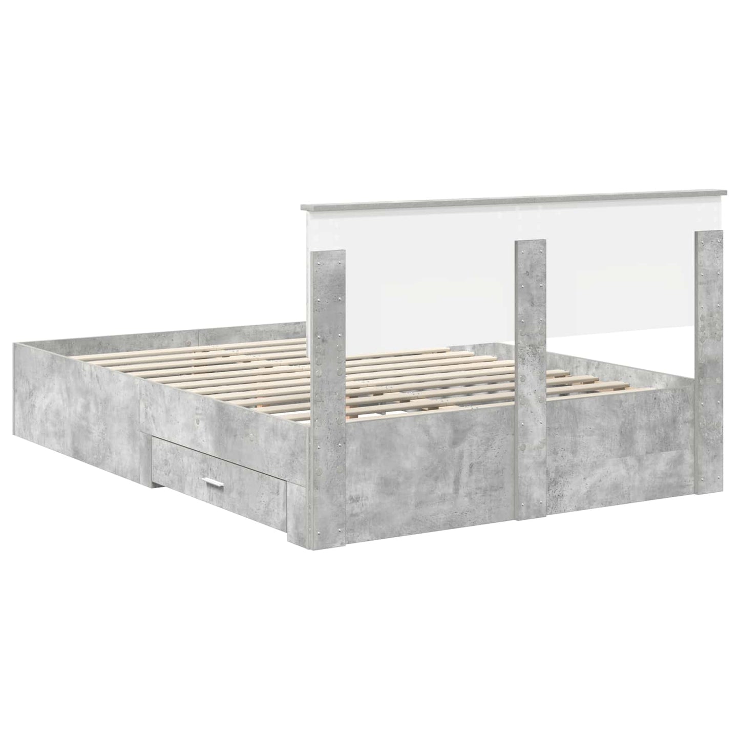 Bed Frame Concrete Grey 140 x 200 cm Engineered Wood
